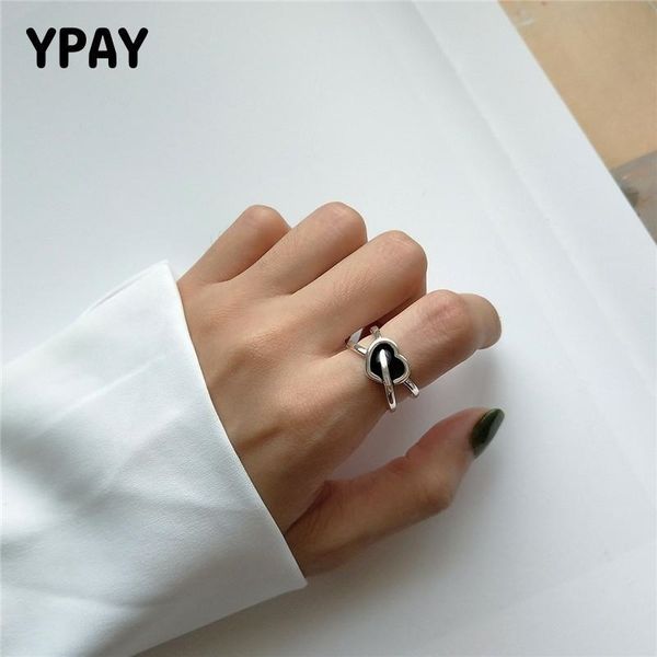 

ypay authentic 925 sterling silver ring vintage heart arrow adjustable rings fine jewelry for women wedding party gifts ymr862 y200321, Slivery;golden