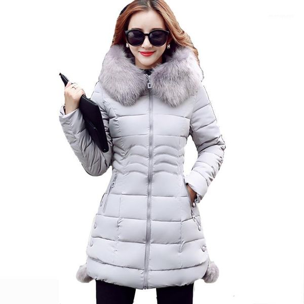 

women's trench coats 2021 korean mid-long big fur collar slim parkas women winter jacket hooded warm coat female down cotton parka thic, Tan;black