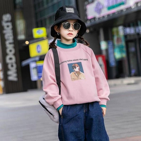 

pink pullover 2020 korean children's plush winter thickened sweater cotton cartoon for children, Black