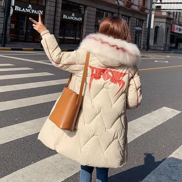 

cotton girls long fund 2019 thickening cotton-padded jacket east gate chic down cotton-padded clothes winter loose coat tide1, Tan;black