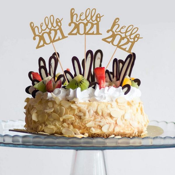 

hello 2021 hollow cake er flags 12 pcs/pack new year party cake insertion card insert baking cake decorations vtky2130