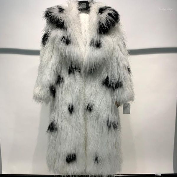 

ladies women real raccoon knitted fur coat long1, Black