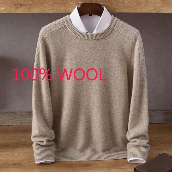 

new arrival autumn winter 100% pure wool men thickened knitting youth o-neck computer knitted pullovers sweater size smlxl2xl3xl, White;black