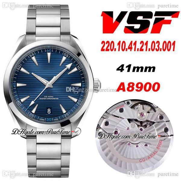

vsf aqua terra 150m master cal a8900 automatic mens watch blue textured dial stainless steel bracelet new 220.10.41.21.03.001 super edition, Slivery;brown