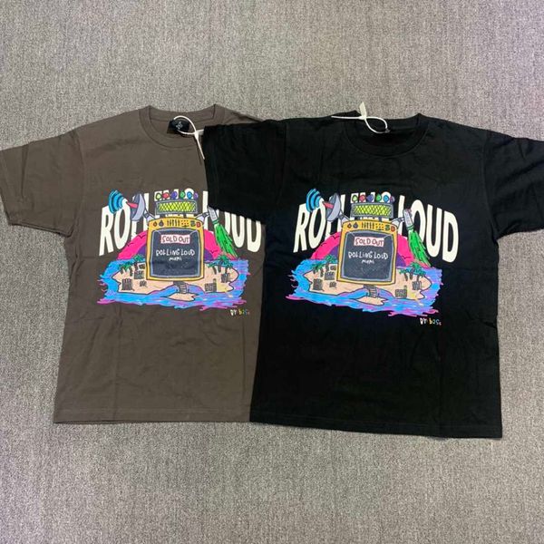 

men's t-shirts rolling loud la miami exclusive line up tee hand painted graffiti short sleeve t-shirt, White;black