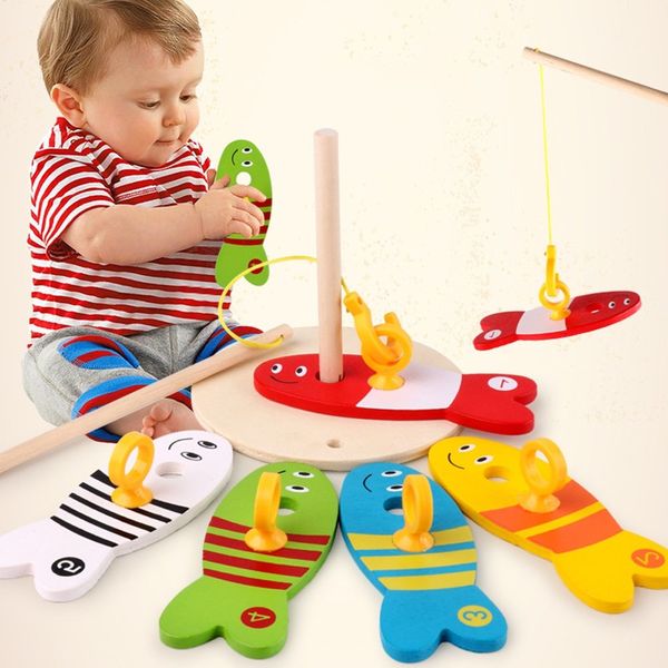 

wooden toys colorful fishing game digital column baby toys for children 1018