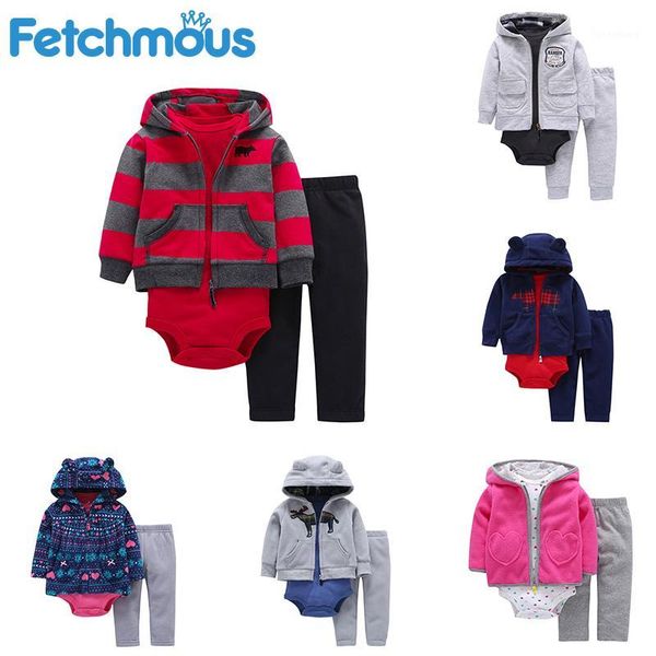 

fetchmous winter baby clothes 3pcs/sets newborn infantil boy girl kid clothing coat+bodysuits+pant roupas de1, White