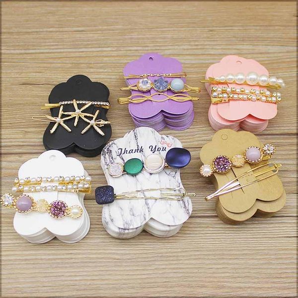 

50pc новые cute форма фиолетовый розовый крафт ювелирные изделия пакет волос заколка карты мраморности дизайн шпилька card tag bbygtp wrhome