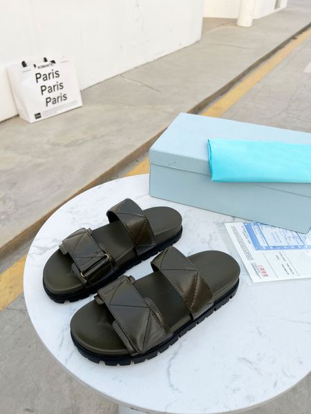 

nappa leather sandals designer luxury women slides summer heightening outdoor shoes beach slippers size35-41, Black