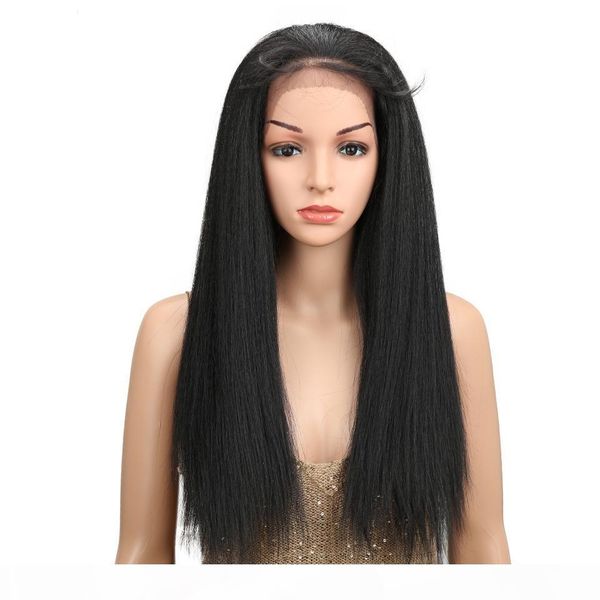 

natural black #1b synthetic straight lace front wigs for women long afro yaki wigs with baby hair african american 26