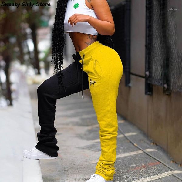 

casual sweatpants women streetwear joggers patchwork colored pants embroidery high waist pants fashion trousers street tracksuit1, Black;white