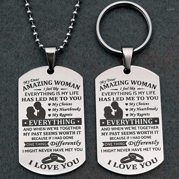 

fashion women man army dog tags pendant necklace amazing women letters carved necklace lovers gift trendy1, Silver