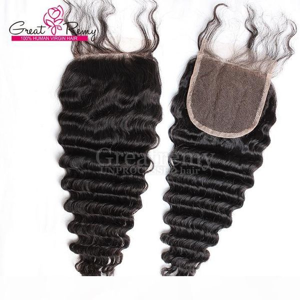 

100% malaysian deep wave frontal closure part 4*4 hairpieces virgin human hair natural color dyeable also wholesale very popular, Black