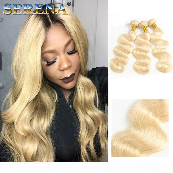

platinum blonde brazilian virgin hair silk body wave 613# blonde brazilian hair 3 bundle deals unprocessed virgin human hair blonde weave, Black