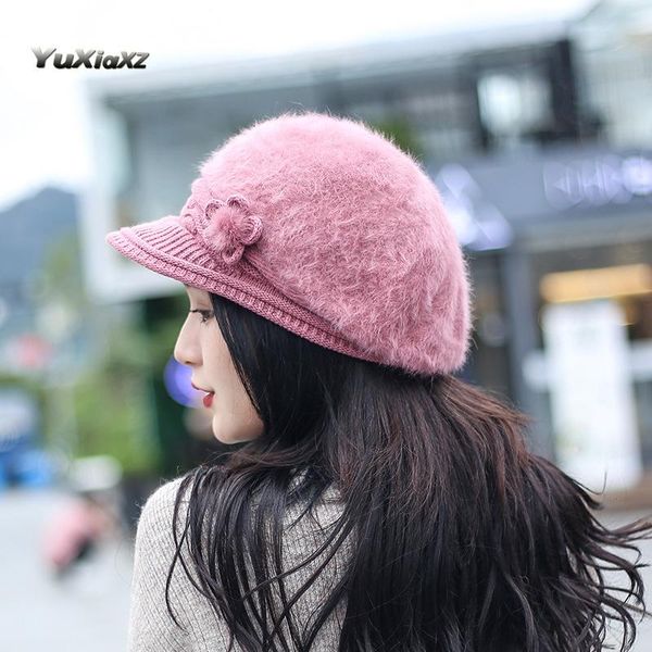 

winter fur knitted hat fashion mother hat plus cashmere warm wholesale new style duck tongue, Blue;gray