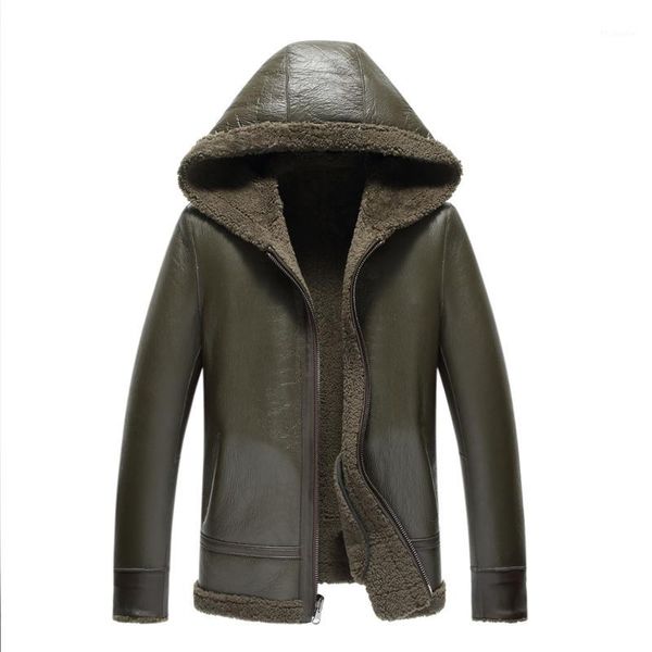 

woolen coat men trench coat warm hooded woolen overcoat1, Black