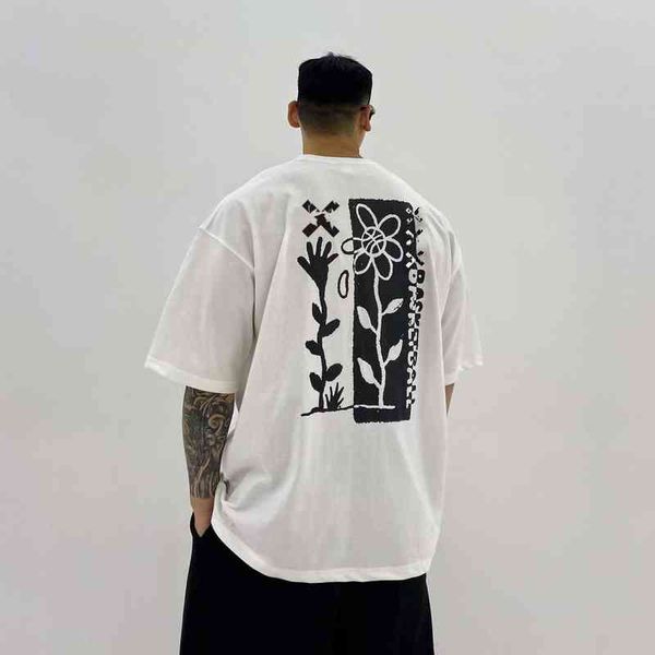 2021 koreanische stil t-shirt für männer harajuku Lose Kurzarm Tops Casual Oversize baumwolle Tees Männlich Streetwear gym kleidung männer g1222