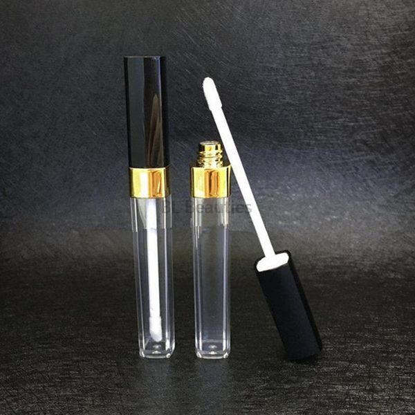 

100pcs/lot 5ml clear gold plastic lip gloss tube empty lipstick tubes containers bottles refillable lip oil packaging