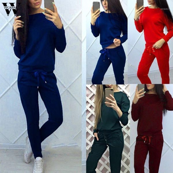 

womail tracksuit women autumn fashion 2 piece set female pant clothing set warm ladies sweatshirt+long pants sport suit j7181, White