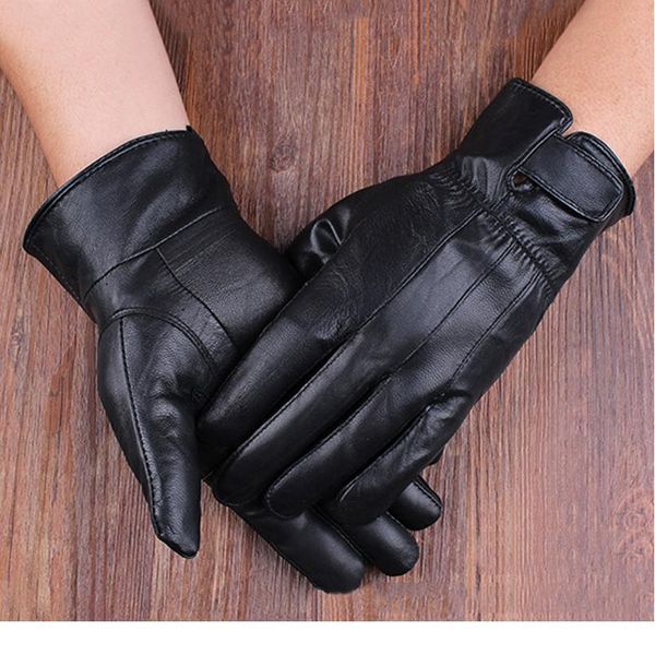 

winter gloves men genuine leather gloves touch screen black real sheepskin wool lining warm driving gl sqcxoe