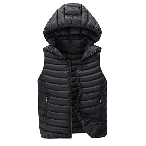

men's vest hat detachable jacket man sleeveless hooded sweatshirt hood vest for men casual men's autumn winter waistcoat1, Black;white