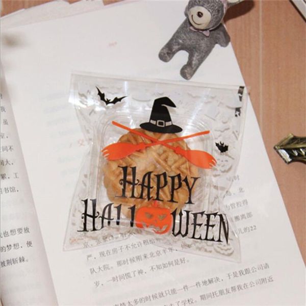 

cookies bag 10x10cm 3cm 100pcs wholesale happy halloween gifts self adhesive plastic bags with multi element white background bbyeov bwkf