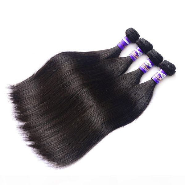 

9a brazilian straight human hair bundles unprocessed human hair weave brazilian peruvian indian virgin straight hair extensions natural colo, Black