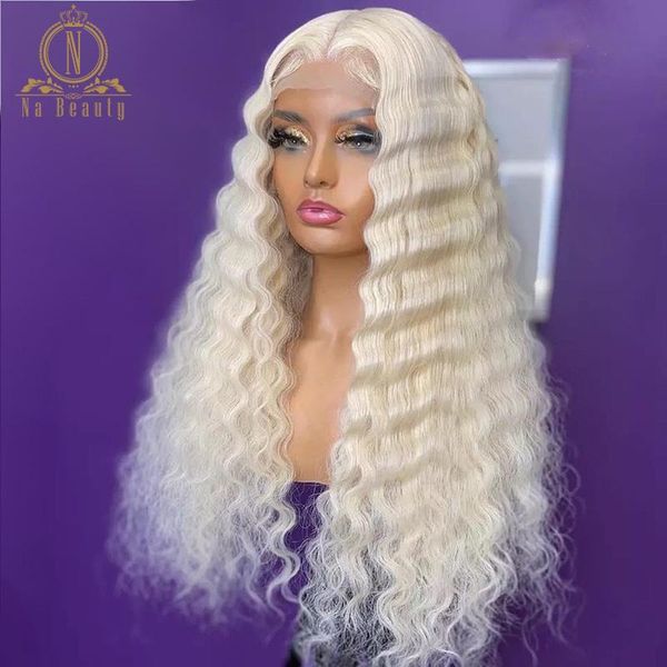 

lace wigs 613 front wig hd transparent human hair deep wave blonde t part preplucked for black women na beauty, Black;brown