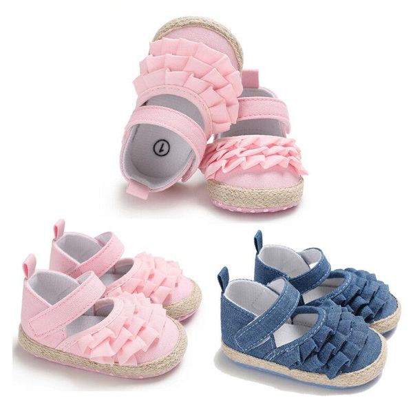 

first walkers goocheer born infant baby girl summer kids shoes soft sole crib prewalker toddler anti-slip solid ruffled