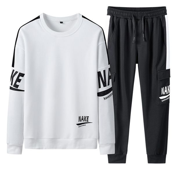 

2021 new mens casual sportswear sets autumn winter male tracksuit piece sweatshirt set streetwear slim fit jogger tracksuits 5uzn, Black