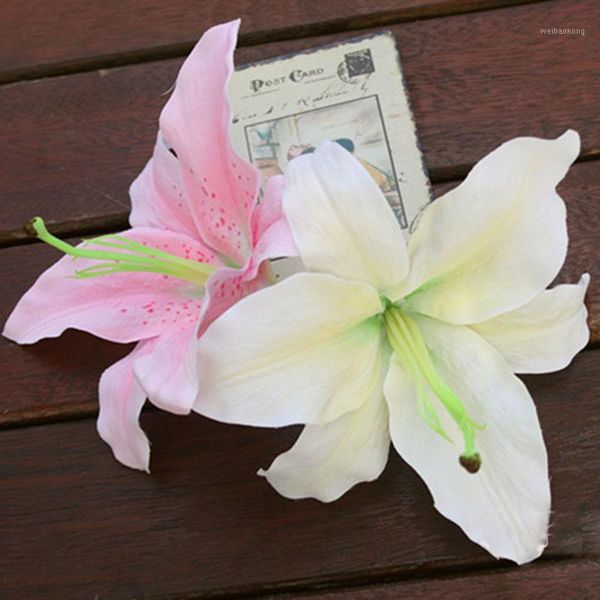 

decorative flowers & wreaths 50pcs/lot 15cm white pink lily artificial flower heads for diy wedding wall decoration anniversary events party