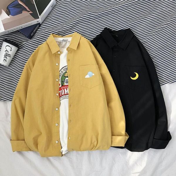 

men spring cotton long sleeve shirts 2020 men's harajuku blouse streetwear woman clothes male casual shirts 1, White;black