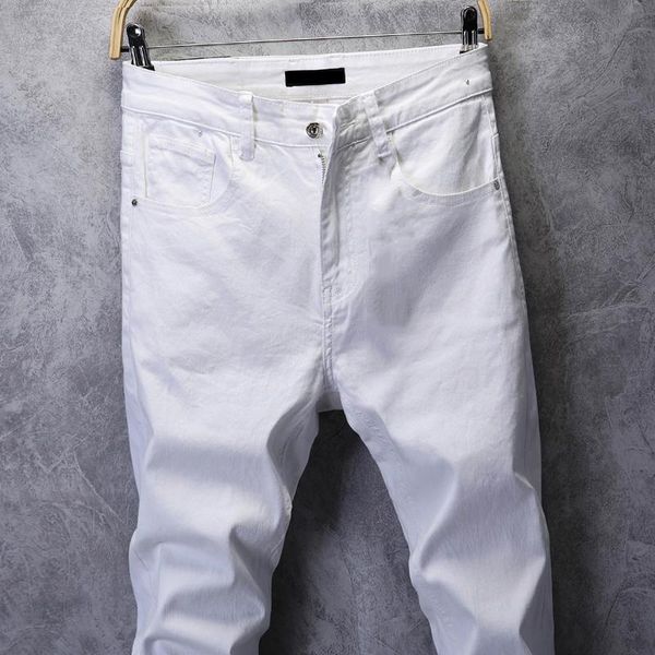 

skinny jeans men solid white mens jeans brand stretch casual men fashioins denim pants casual yong boy students trousers, Blue