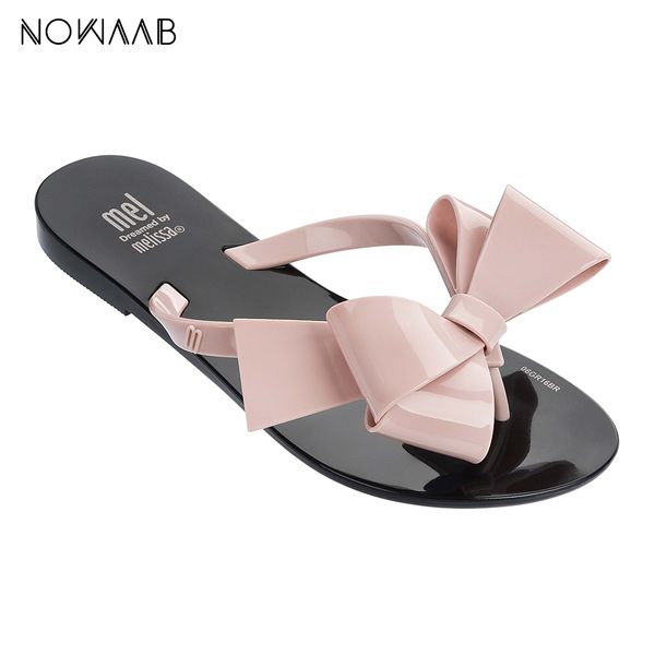 

melissa harmonic bow iii original brand flip flops 2020 women slippers jelly shoes melissa fashion female jelly shoes flip flop x1020, Black