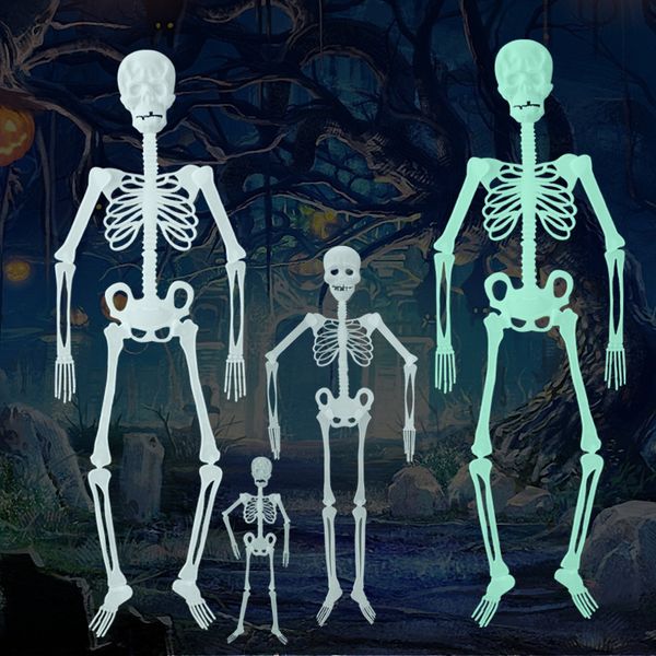 

halloween prop skeleton haunted house decoration plastic glow in the dark human skeleton halloween party toy