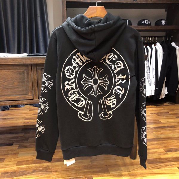 

2019 зимний прилив новый кардиган с капюшоном свитер crosin cross sanskrit print unisex, Black