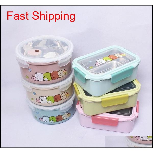 

1000,800ml 304 stainless steel insulated lunch box portable for children school cartoon cute dinnerware camping qylxms toys2010