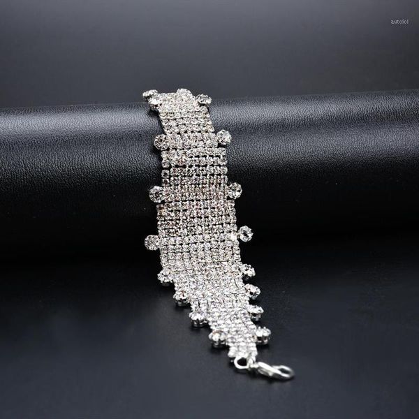 

fashion brand designer charming bride wedding crystal bracelet women jewelry shiny rhinestone chain bracelet for female 2020 new1, Black