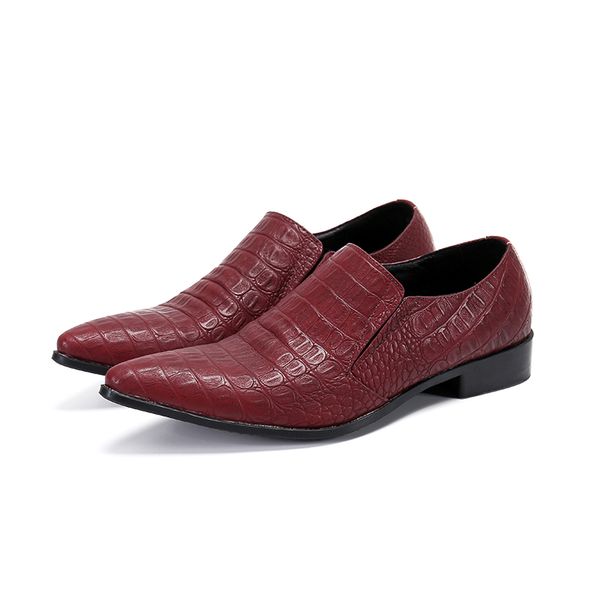 

2020 male social red leather genuine oxford crocodile for man in wedding shoes boy moccasins size large b4xi, Black