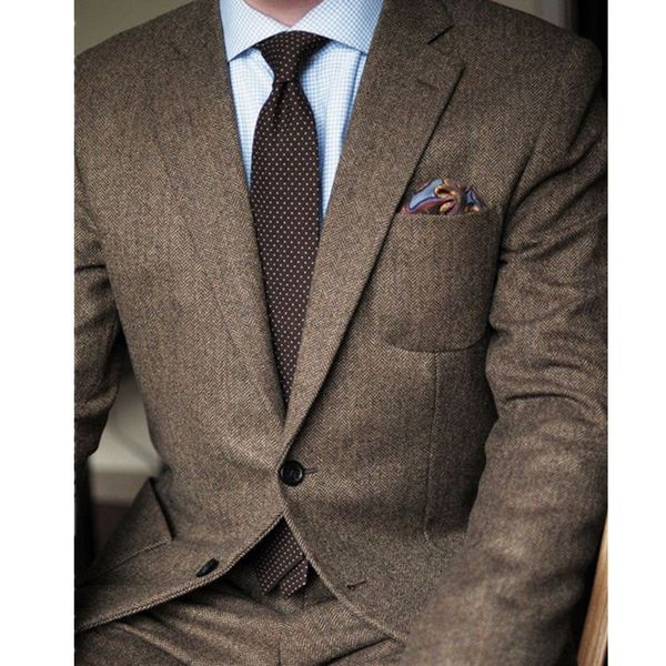 

men's blazers dark brown tweed wool herringbone british style custom made mens suit slim fit blazer wedding suits for men, White;black