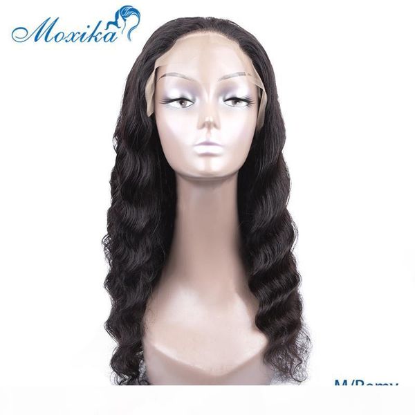 

moxika 13x4 lace front human hair wigs 150 density brazilian wig loose wave human hair wigs pre plucked for women remy, Black;brown