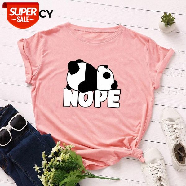 

jfuncy plus size s-5xl women t-shirts female short sleeve tee panda print woman casual tshirt 2020 summer cotton t shirt #xn8a, White
