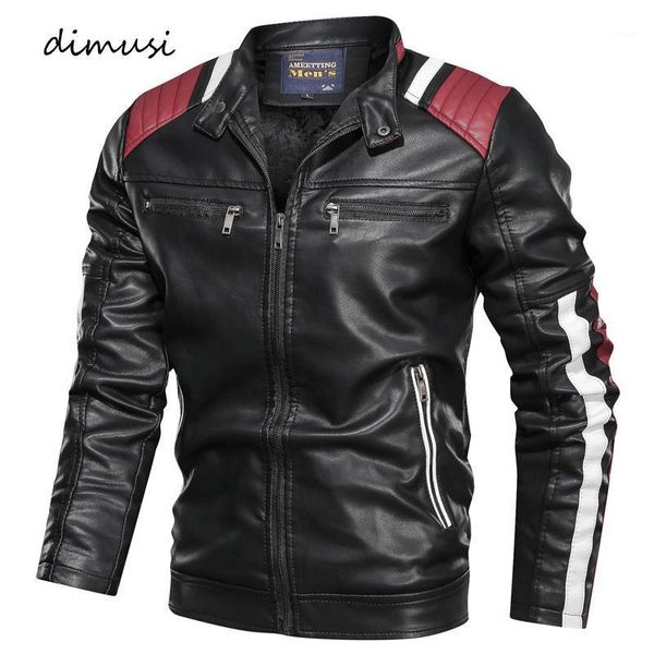 

dimusi winter mens faux leather jackets casual mens fleece warm motorcycle pu jacket biker leather windbreaker coats clothing1, Black;brown