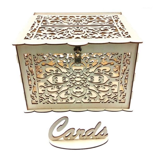 

wooden wedding envelope gift card box hollow floral pattern invitation card diy box wedding supplies1