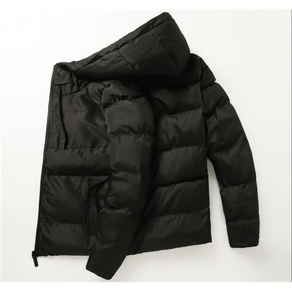 

2021 new men's winter fleece cotton jacket hooded thick parka male slim cotton-padded coats 1vb5, Black