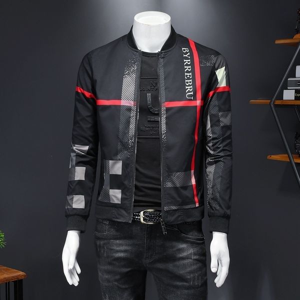 

autumn 2020 new men's letter print slim korean baseball collar youth jacket, Black;brown
