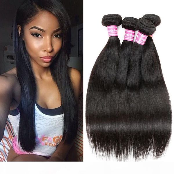 

cosy brazilian straight human hair bundles unprocessed brazilian human hair extensions mixed length brazilian human hair weave bundles, Black