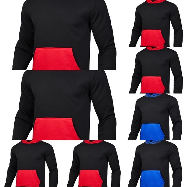 

iugtz sports autumn men's solid winter plus velvet and color hoodie hoodie sweater large size contrast color sweater ow1q4, Black