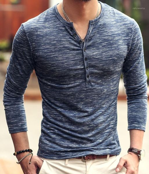 

men's t-shirts arrivals 2021 autumn men's long sleeve t-shirt casual slim fit v neck shirt 3 colors1, White;black