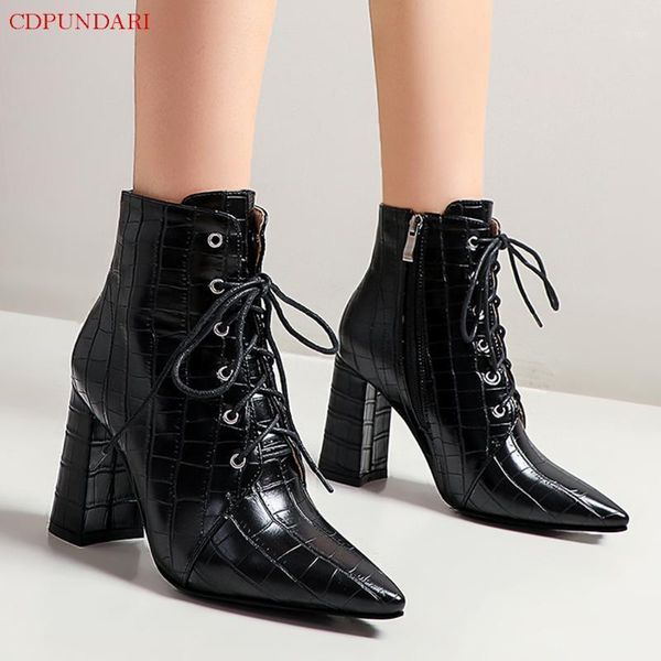 

boots pointed toe ankle for women high heels ladies autumn winter casual short shoes bottines femme black1, Black